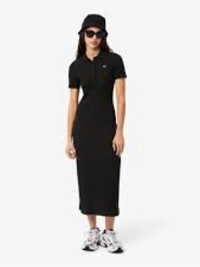Women's Long Ribbed Cotton Polo Dress